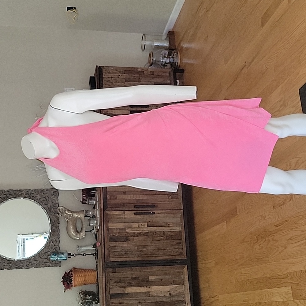 Saints + Secrets Hot Pink Halter Dress with open back twist detail